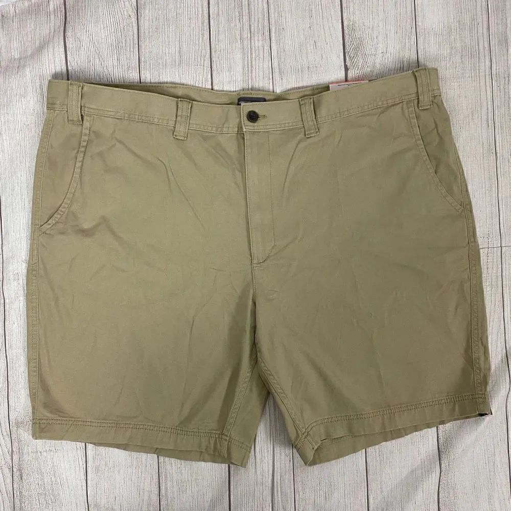 St Johns Bay big & tall men 52 flat from chino shorts cotton blend tan